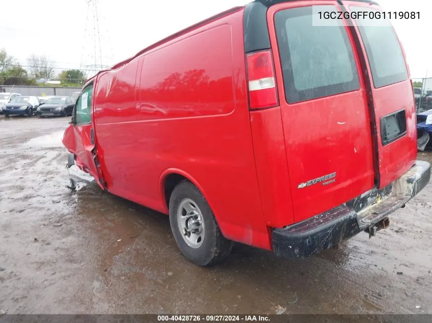 2016 Chevrolet Express 3500 Work Van VIN: 1GCZGGFF0G1119081 Lot: 40428726