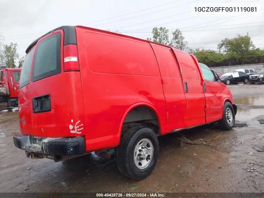 2016 Chevrolet Express 3500 Work Van VIN: 1GCZGGFF0G1119081 Lot: 40428726