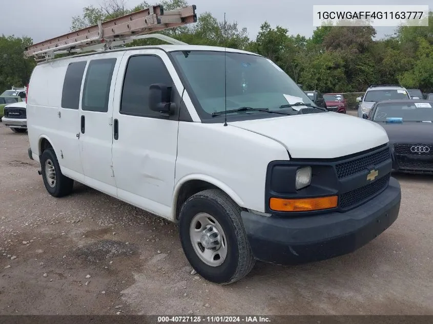 2016 Chevrolet Express 2500 Work Van VIN: 1GCWGAFF4G1163777 Lot: 40727125