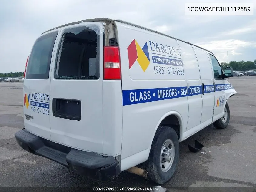 2017 Chevrolet Express 2500 Work Van VIN: 1GCWGAFF3H1112689 Lot: 39749283