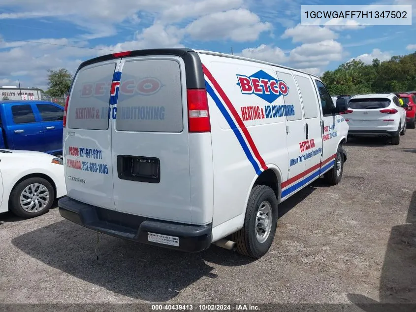 2017 Chevrolet Express 2500 Work Van VIN: 1GCWGAFF7H1347502 Lot: 40439413