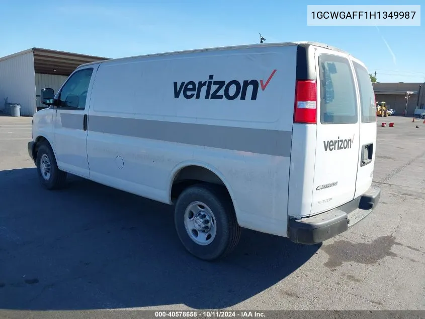 2017 Chevrolet Express 2500 Work Van VIN: 1GCWGAFF1H1349987 Lot: 40578658