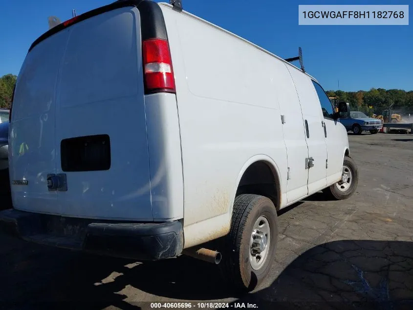 2017 Chevrolet Express 2500 Work Van VIN: 1GCWGAFF8H1182768 Lot: 40605696