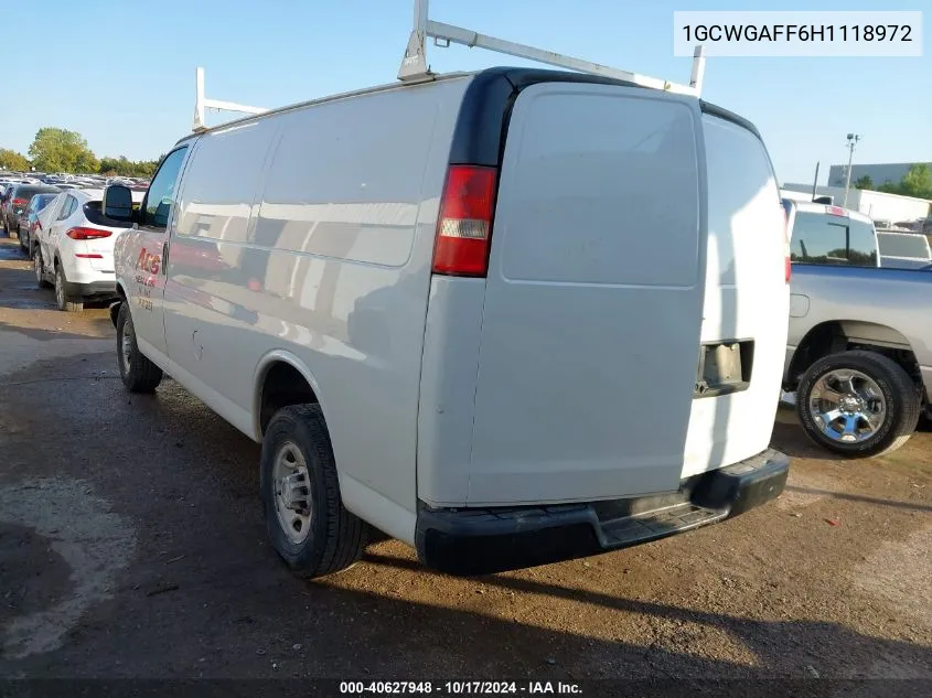 2017 Chevrolet Express 2500 Work Van VIN: 1GCWGAFF6H1118972 Lot: 40627948