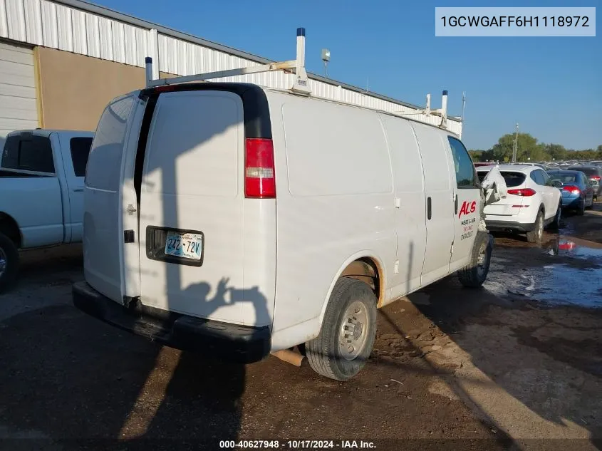 2017 Chevrolet Express 2500 Work Van VIN: 1GCWGAFF6H1118972 Lot: 40627948