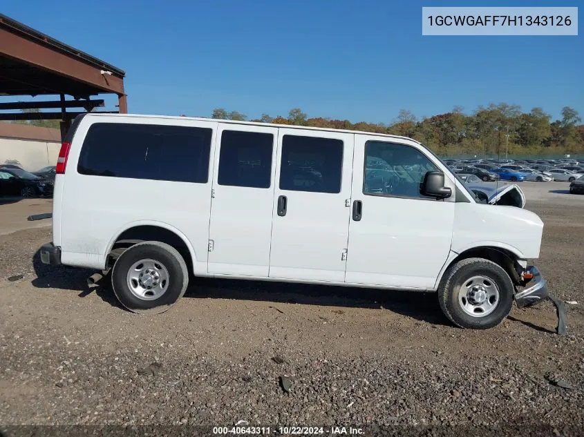 2017 Chevrolet Express 2500 Work Van VIN: 1GCWGAFF7H1343126 Lot: 40643311