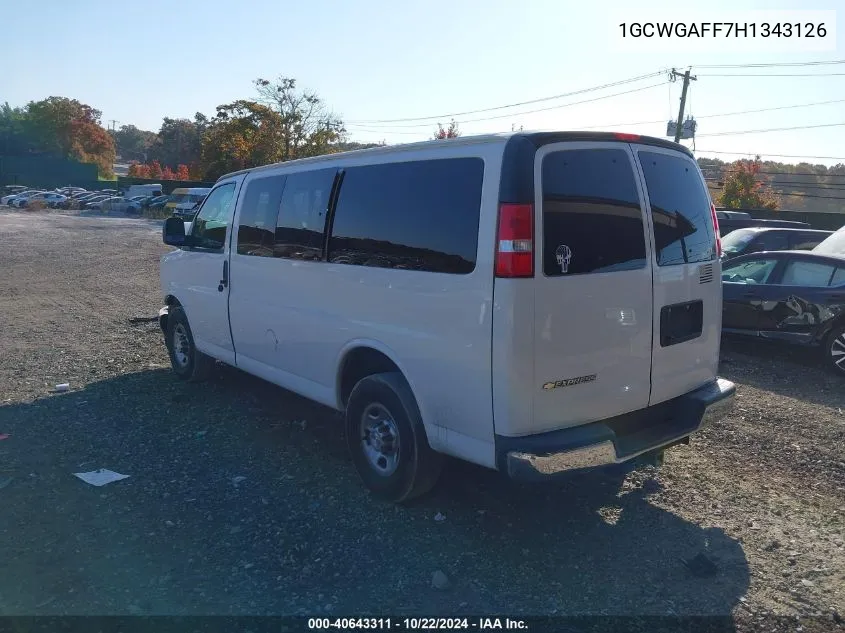 2017 Chevrolet Express 2500 Work Van VIN: 1GCWGAFF7H1343126 Lot: 40643311