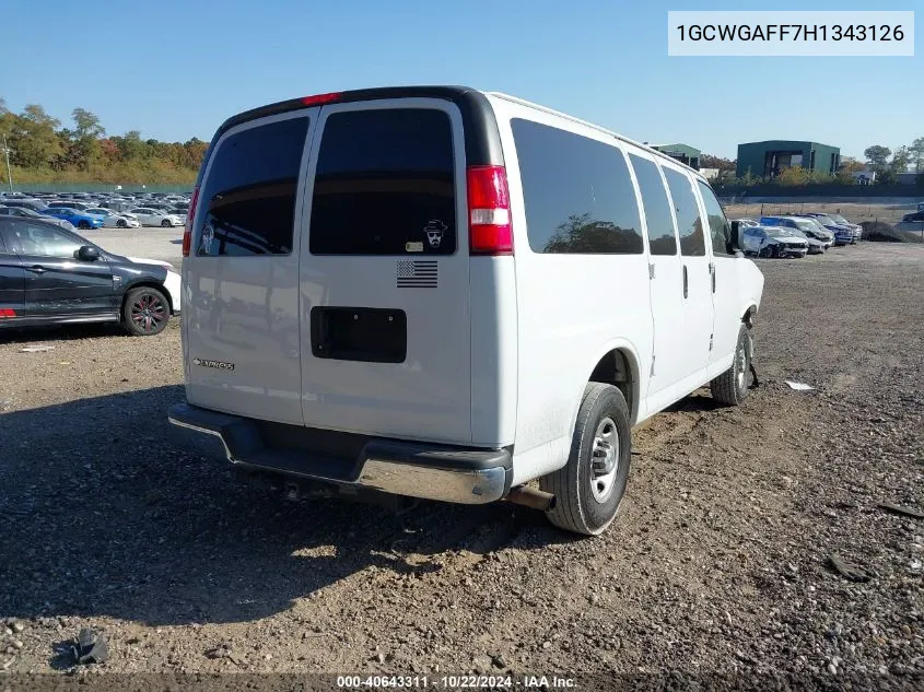 2017 Chevrolet Express 2500 Work Van VIN: 1GCWGAFF7H1343126 Lot: 40643311