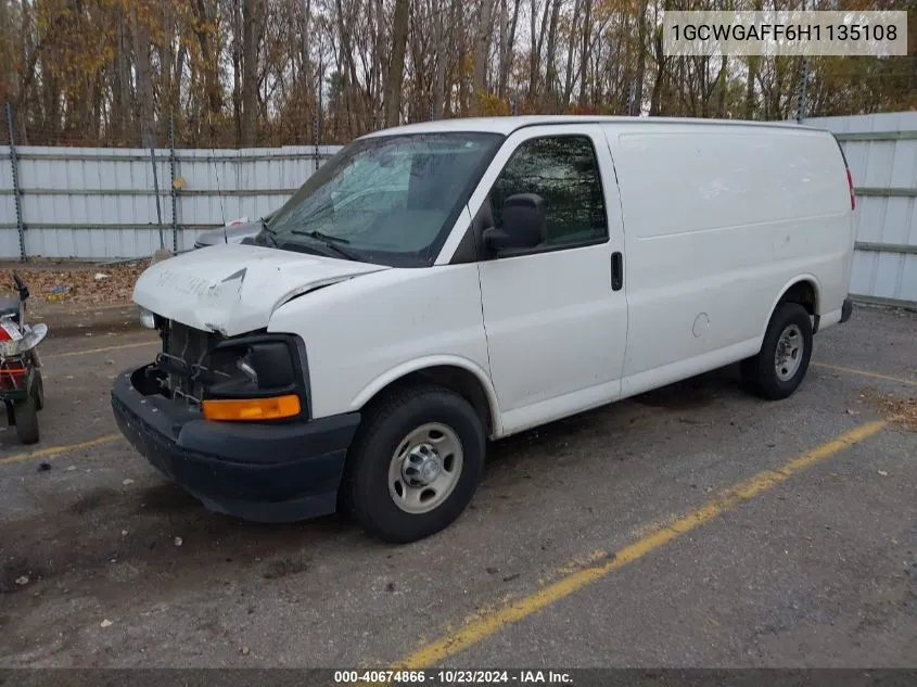 2017 Chevrolet Express 2500 Work Van VIN: 1GCWGAFF6H1135108 Lot: 40674866