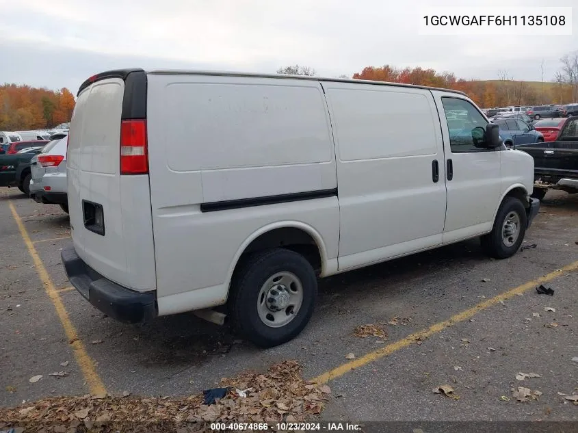 2017 Chevrolet Express 2500 Work Van VIN: 1GCWGAFF6H1135108 Lot: 40674866