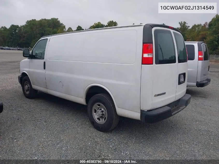 2018 Chevrolet Express G2500 VIN: 1GCWGAFG2J1314549 Lot: 40383780