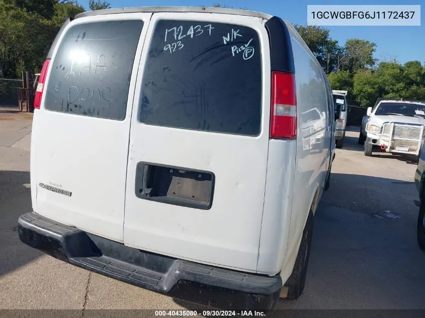 2018 Chevrolet Express 2500 Work Van VIN: 1GCWGBFG6J1172437 Lot: 40435080