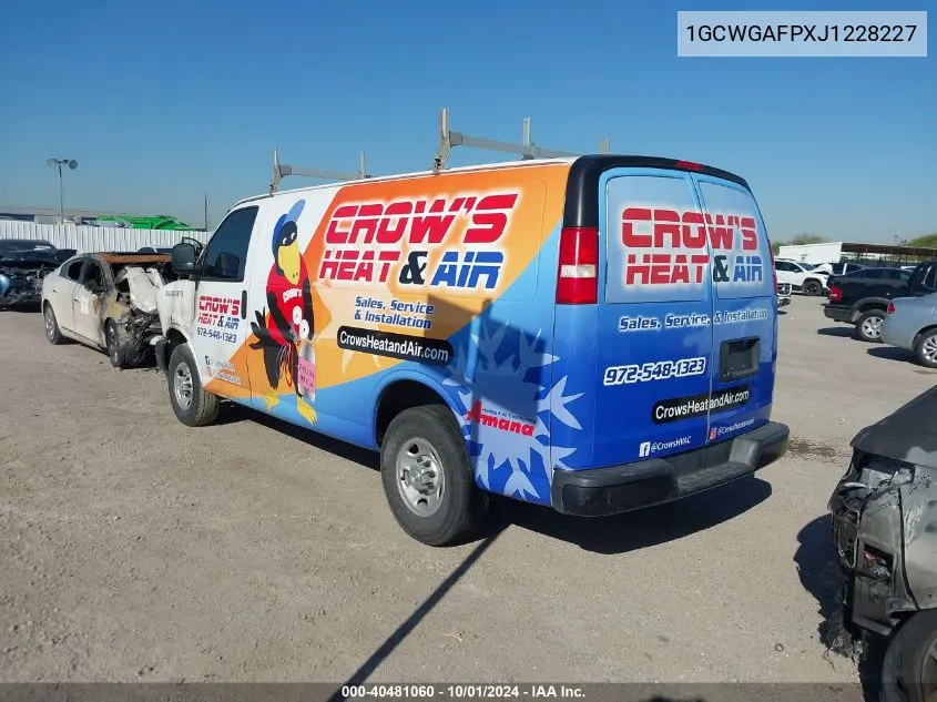 1GCWGAFPXJ1228227 2018 Chevrolet Express 2500 Work Van