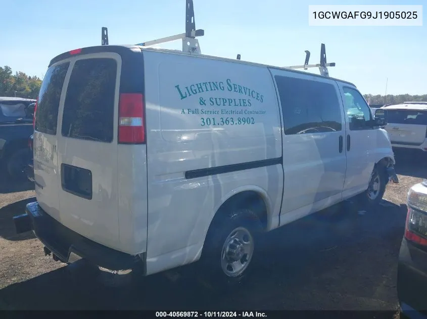 2018 Chevrolet Express 2500 Work Van VIN: 1GCWGAFG9J1905025 Lot: 40569872