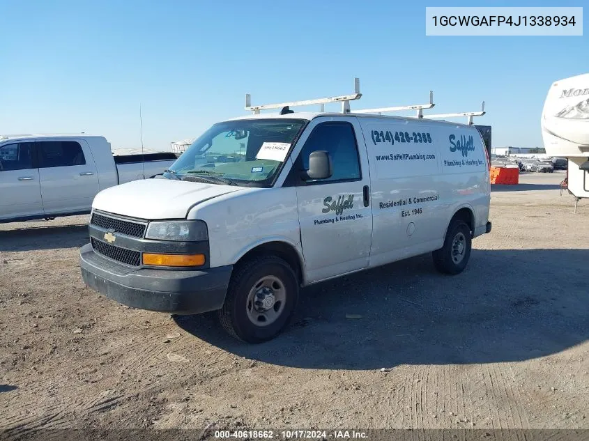 2018 Chevrolet Express 2500 Work Van VIN: 1GCWGAFP4J1338934 Lot: 40618662