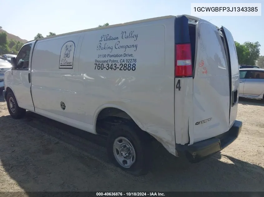 2018 Chevrolet Express Cargo Van Work Van VIN: 1GCWGBFP3J1343385 Lot: 40636876