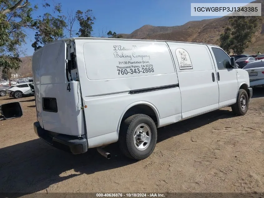 2018 Chevrolet Express Cargo Van Work Van VIN: 1GCWGBFP3J1343385 Lot: 40636876