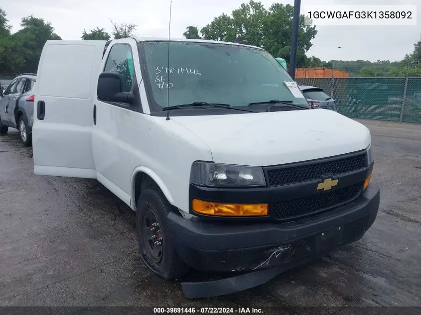 2019 Chevrolet Express 2500 Work Van VIN: 1GCWGAFG3K1358092 Lot: 39891446