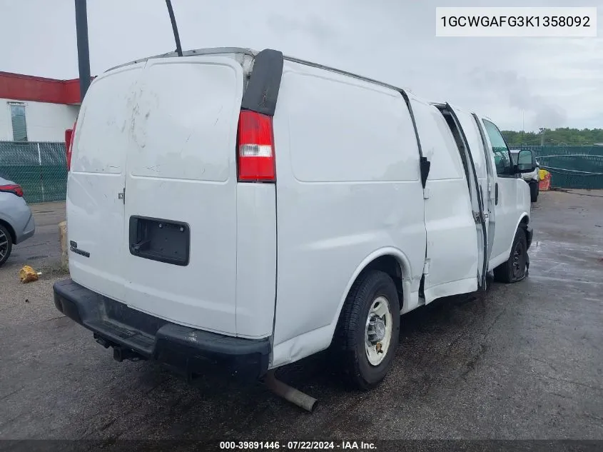 2019 Chevrolet Express 2500 Work Van VIN: 1GCWGAFG3K1358092 Lot: 39891446