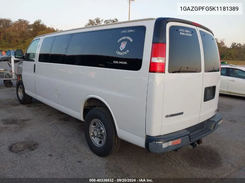 2019 Chevrolet Express 3500 VIN: 1GAZGPFG5K1181389 Lot: 40336832