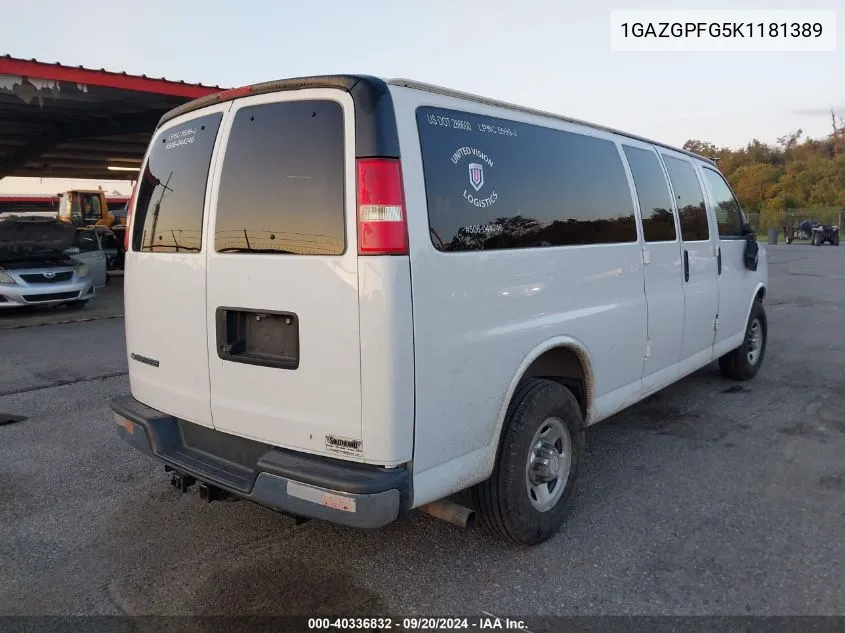 2019 Chevrolet Express 3500 VIN: 1GAZGPFG5K1181389 Lot: 40336832