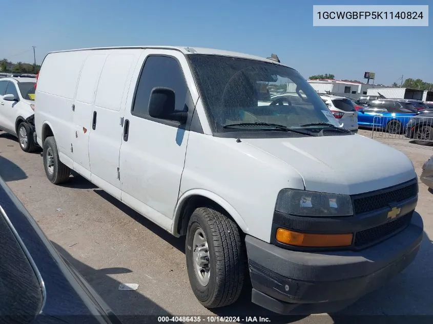 2019 Chevrolet Express 2500 Work Van VIN: 1GCWGBFP5K1140824 Lot: 40486435