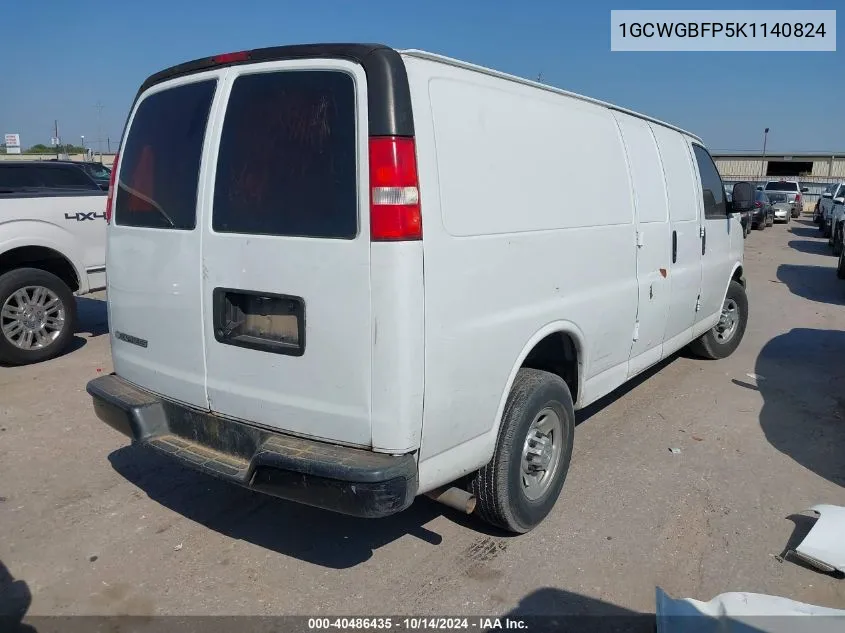 2019 Chevrolet Express 2500 Work Van VIN: 1GCWGBFP5K1140824 Lot: 40486435