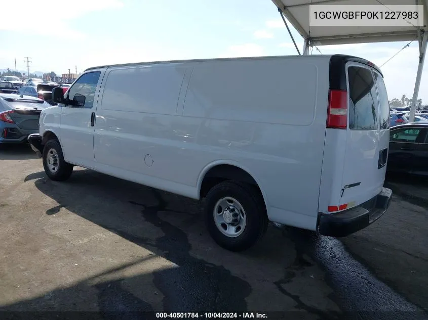 2019 Chevrolet Express 2500 Work Van VIN: 1GCWGBFP0K1227983 Lot: 40501784