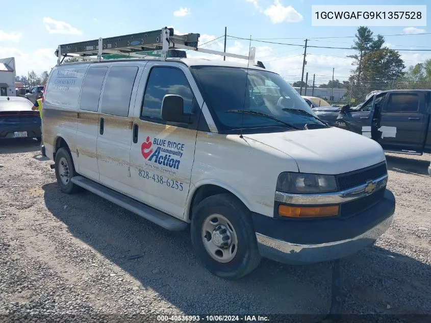 2019 Chevrolet Express 2500 Work Van VIN: 1GCWGAFG9K1357528 Lot: 40536993