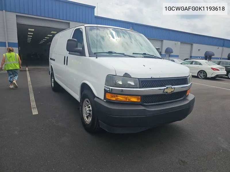 2019 Chevrolet Express 2500 Work Van VIN: 1GCWGAFG0K1193618 Lot: 40588989