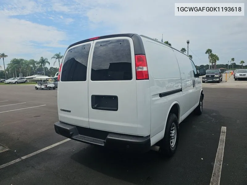 2019 Chevrolet Express 2500 Work Van VIN: 1GCWGAFG0K1193618 Lot: 40588989