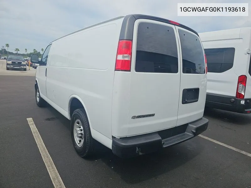 1GCWGAFG0K1193618 2019 Chevrolet Express 2500 Work Van