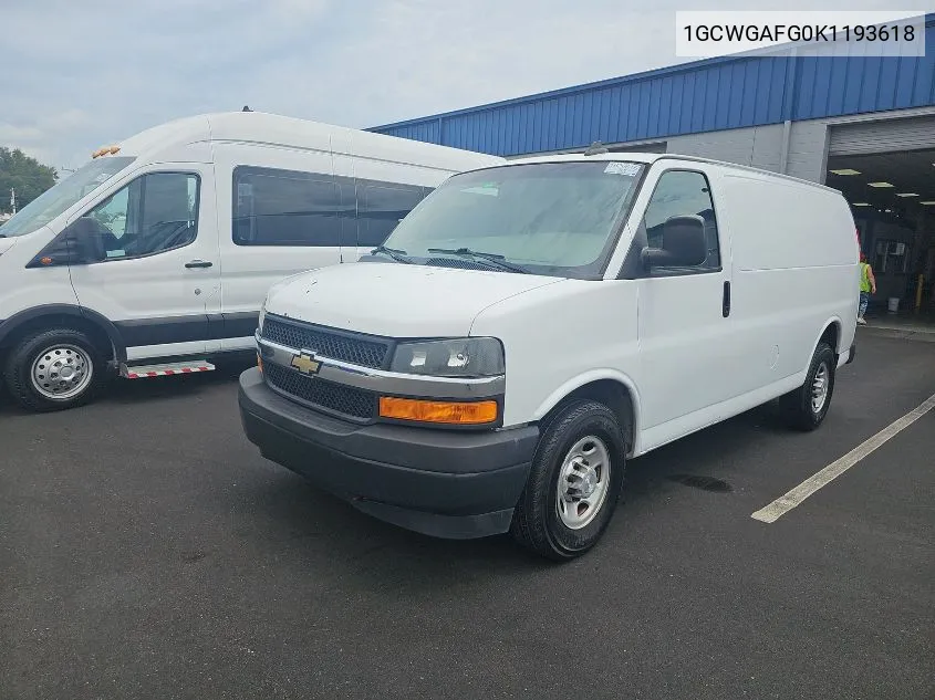 2019 Chevrolet Express 2500 Work Van VIN: 1GCWGAFG0K1193618 Lot: 40588989