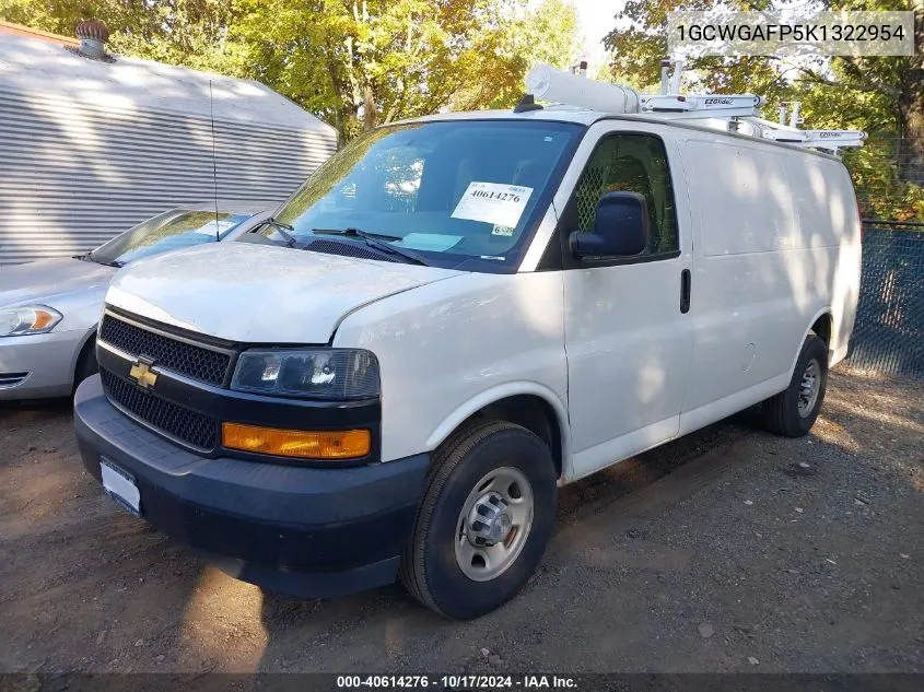 2019 Chevrolet Express 2500 Work Van VIN: 1GCWGAFP5K1322954 Lot: 40614276