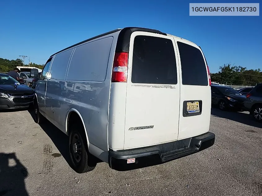 2019 Chevrolet Express 2500 Work Van VIN: 1GCWGAFG5K1182730 Lot: 40641910