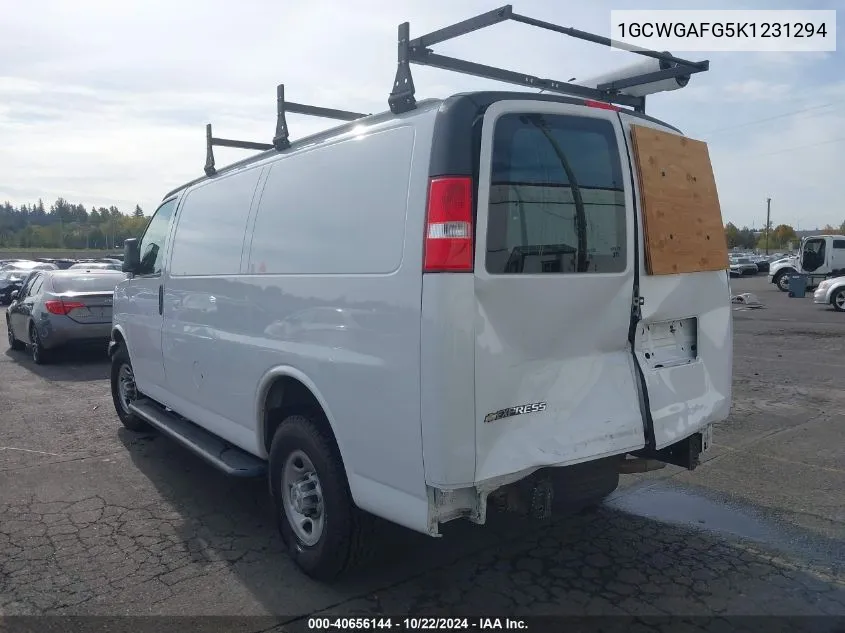 2019 Chevrolet Express 2500 Work Van VIN: 1GCWGAFG5K1231294 Lot: 40656144