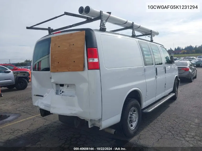 2019 Chevrolet Express 2500 Work Van VIN: 1GCWGAFG5K1231294 Lot: 40656144