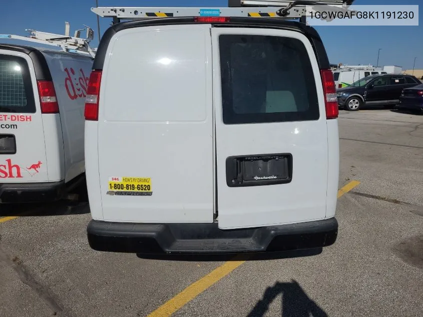 2019 Chevrolet Express 2500 Work Van VIN: 1GCWGAFG8K1191230 Lot: 40757237