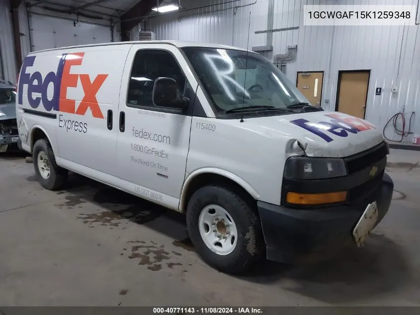 2019 Chevrolet Express 2500 Work Van VIN: 1GCWGAF15K1259348 Lot: 40771143