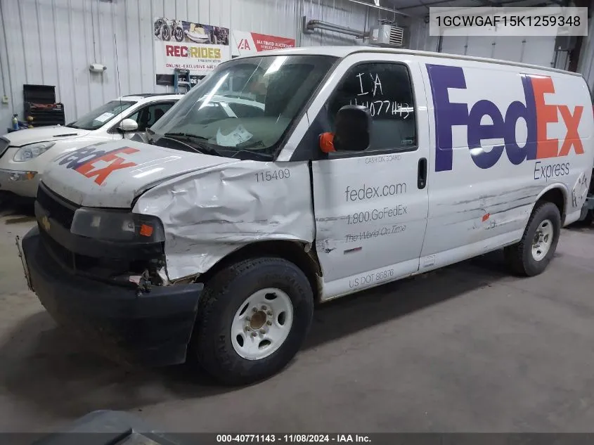 2019 Chevrolet Express 2500 Work Van VIN: 1GCWGAF15K1259348 Lot: 40771143