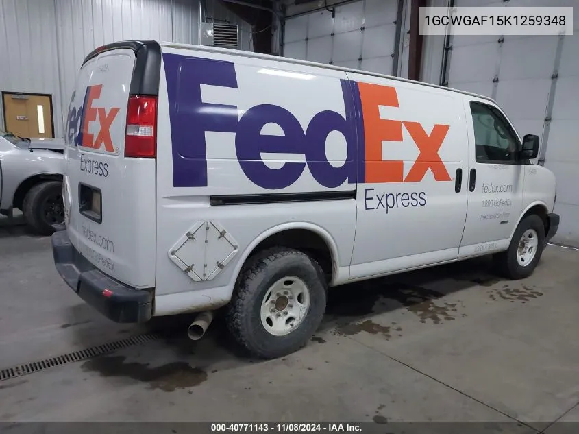 2019 Chevrolet Express 2500 Work Van VIN: 1GCWGAF15K1259348 Lot: 40771143