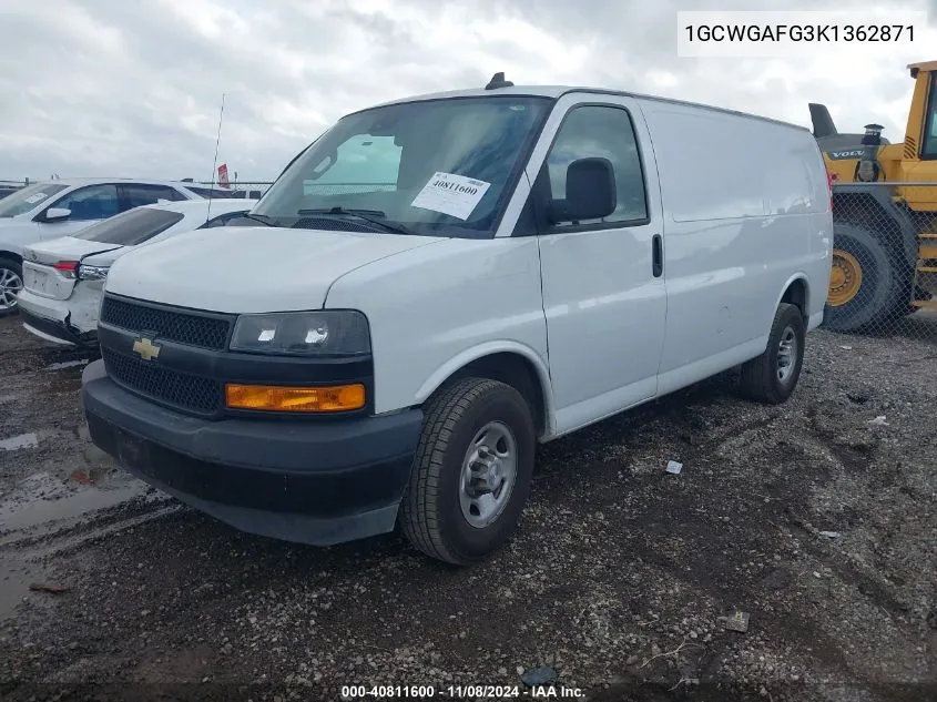 2019 Chevrolet Express 2500 Work Van VIN: 1GCWGAFG3K1362871 Lot: 40811600