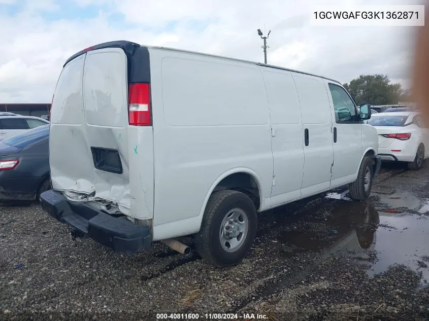 2019 Chevrolet Express 2500 Work Van VIN: 1GCWGAFG3K1362871 Lot: 40811600