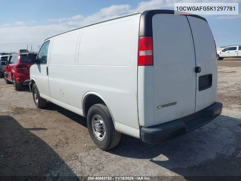 2019 Chevrolet Express G2500 VIN: 1GCWGAFG5K1297781 Lot: 40883753