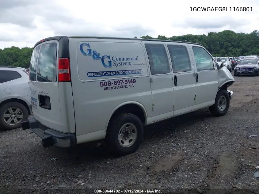 2020 Chevrolet Express Cargo Rwd 2500 Regular Wheelbase Wt VIN: 1GCWGAFG8L1166801 Lot: 39644702