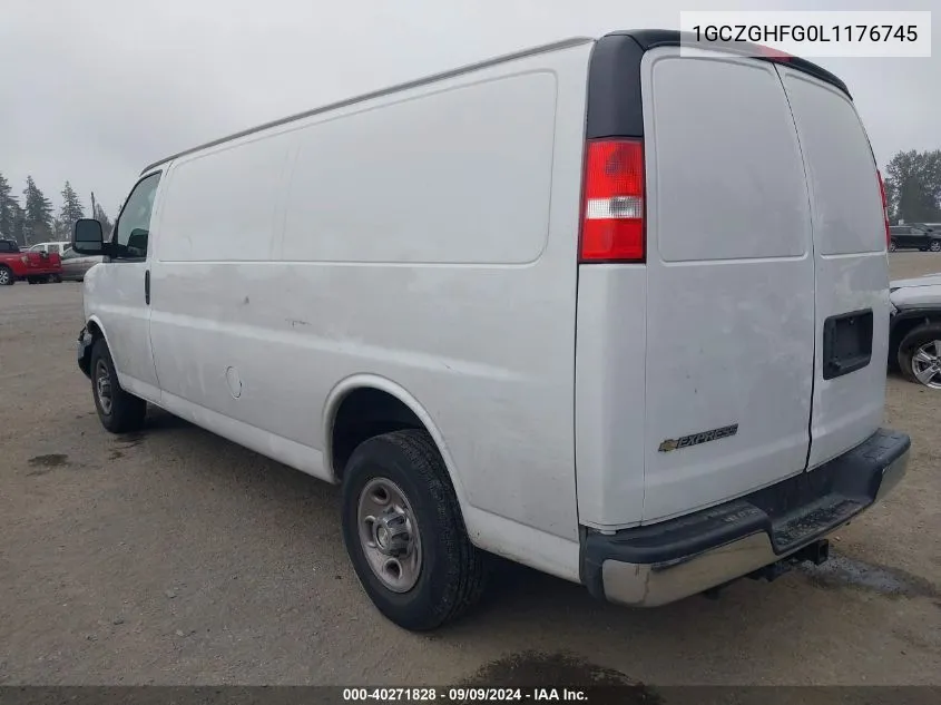 2020 Chevrolet Express Cargo Rwd 3500 Extended Wheelbase Wt VIN: 1GCZGHFG0L1176745 Lot: 40271828