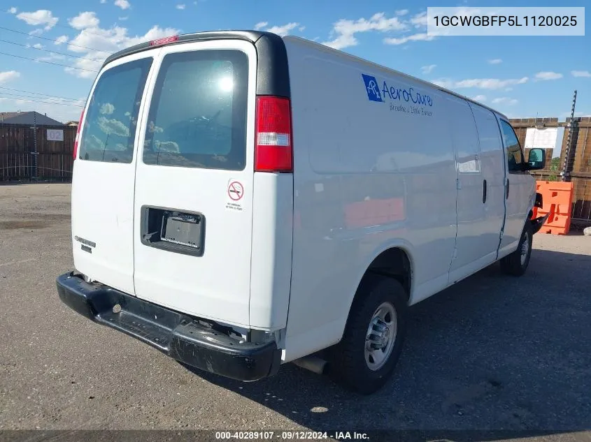 2020 Chevrolet Express Cargo Rwd 2500 Extended Wheelbase Wt VIN: 1GCWGBFP5L1120025 Lot: 40289107