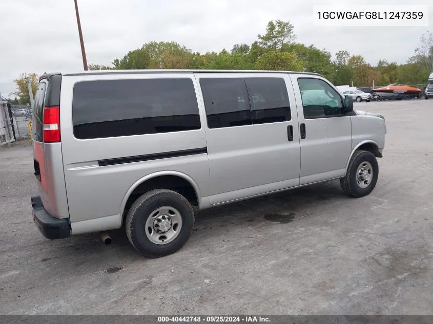 2020 Chevrolet Express Cargo Rwd 2500 Regular Wheelbase Wt VIN: 1GCWGAFG8L1247359 Lot: 40442748