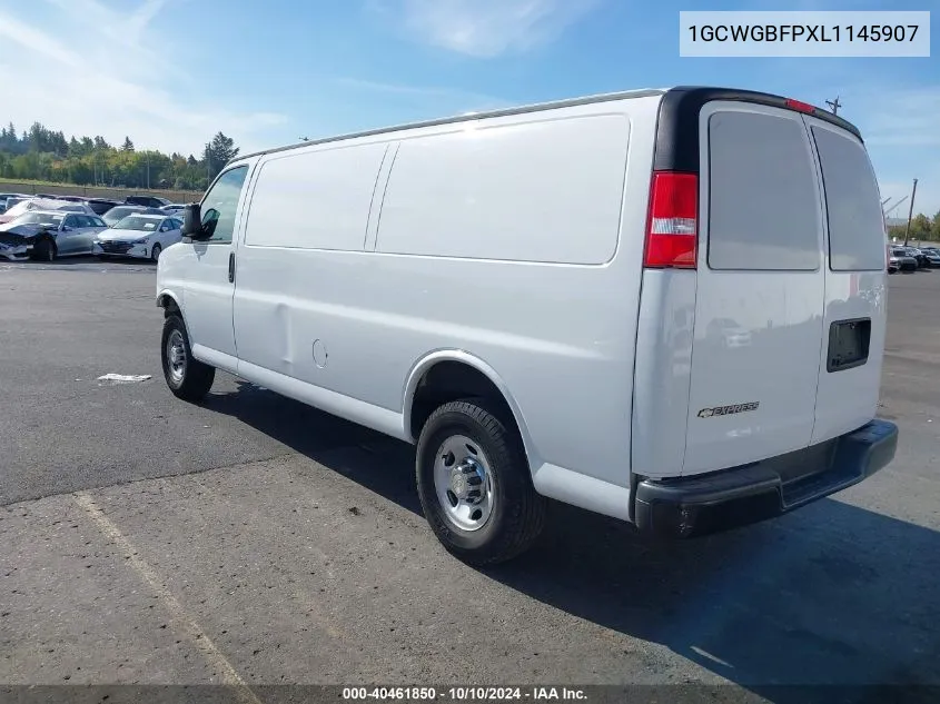 2020 Chevrolet Express Cargo Rwd 2500 Extended Wheelbase Wt VIN: 1GCWGBFPXL1145907 Lot: 40461850