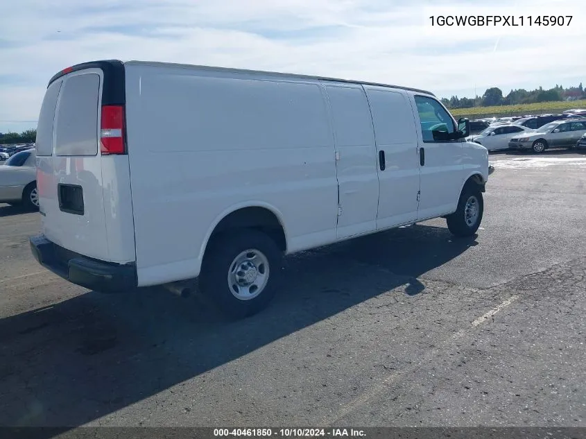 2020 Chevrolet Express Cargo Rwd 2500 Extended Wheelbase Wt VIN: 1GCWGBFPXL1145907 Lot: 40461850